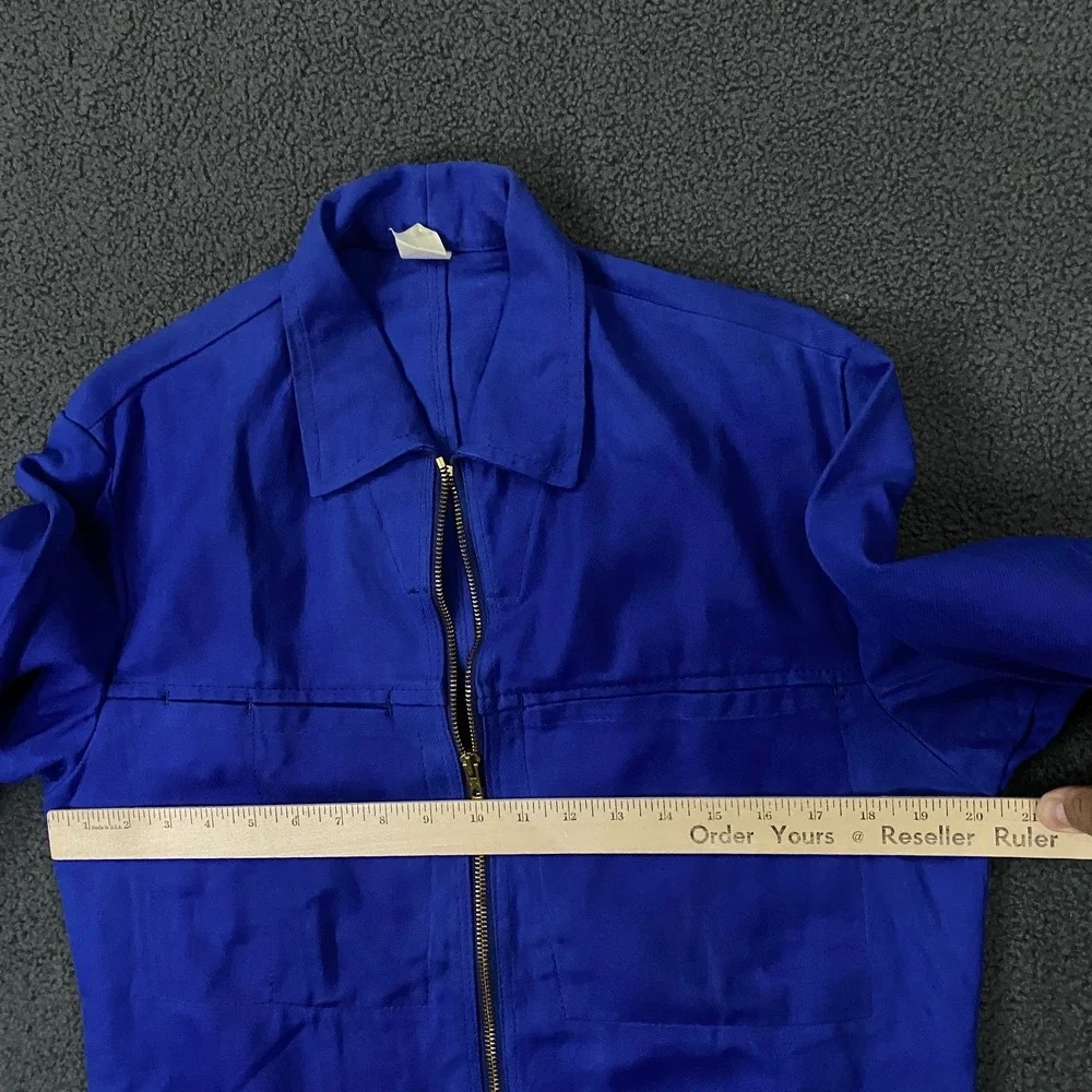 Vintage French Workwear Jacket FITS Mens Small Blue Chore Cotton Eclair Zipper